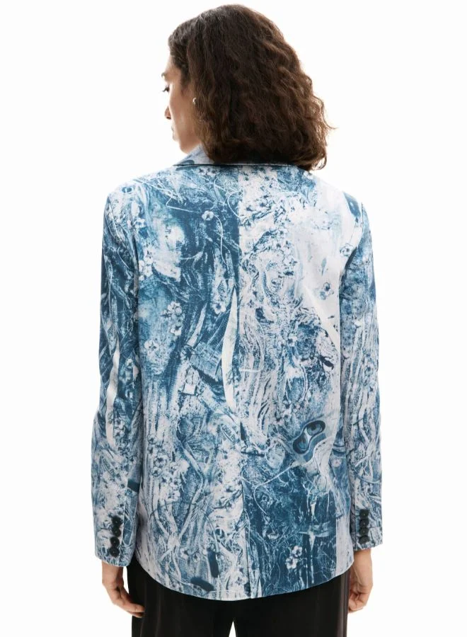 DESIGUAL Blue Photography Blazer for Women | Best Price UAE